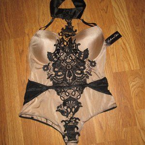 Womens OH LA LA CHERI PARIS intimates molded cup teddy lace detail 2X plus NWT